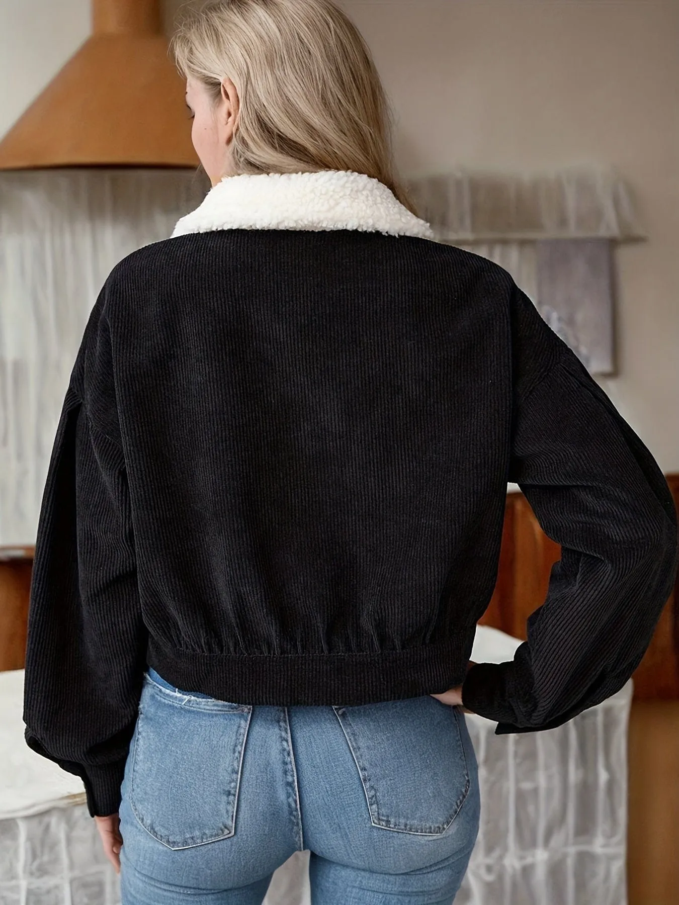 Ella Collection: Corduroy Jacket with Faux Shearling