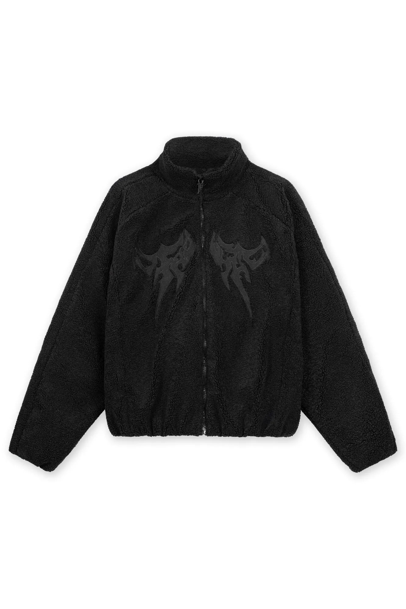 EMBROIDERY BLACK FLEECE JACKET