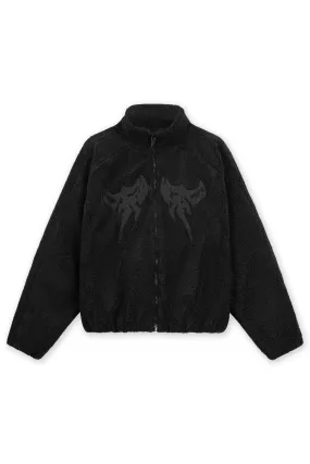EMBROIDERY BLACK FLEECE JACKET