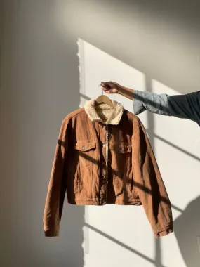 Ernie Cotton Sherpa Lined Cropped Corduroy Jacket In Camel