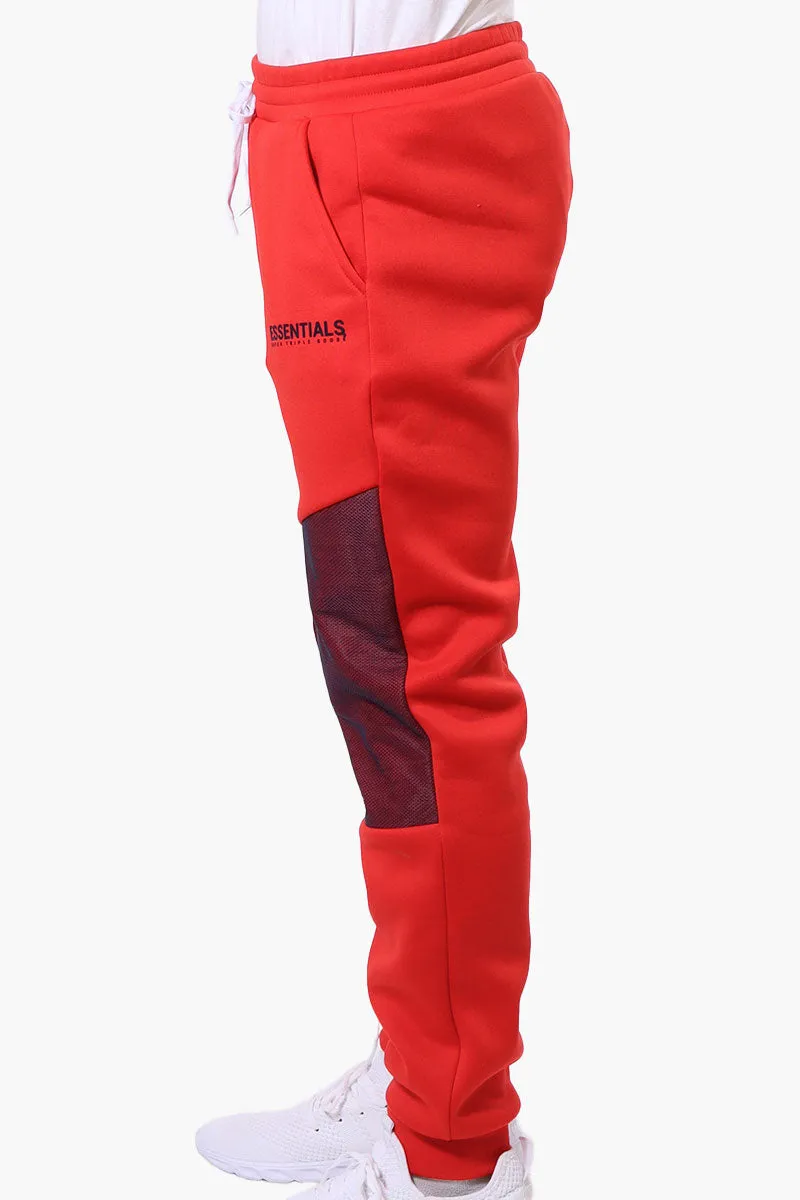 Essentials Super Triple Goose Mesh Insert Tie Waist Joggers - Red