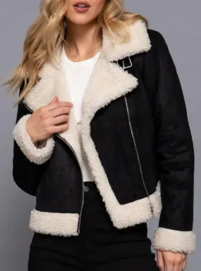 Faux Suede Bomber Jacket