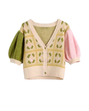 flora crop puff sweater