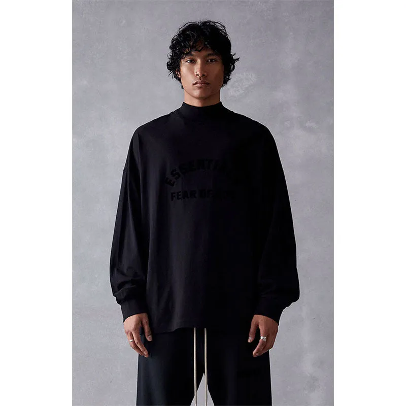 Fog Essentials Long Sleeve T-Shirt Silicone Logo Loose Crew Neck Long Sleeve T-Shirt