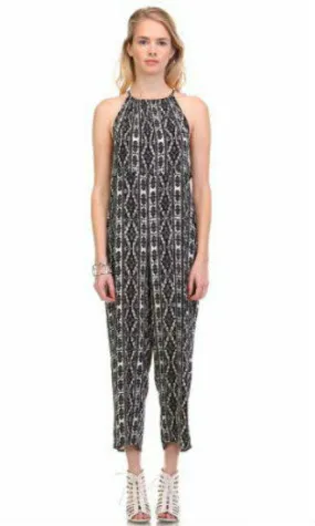 Fortuitous Black and White Aztec Print Jumpsuit