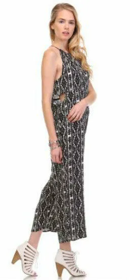 Fortuitous Black and White Aztec Print Jumpsuit