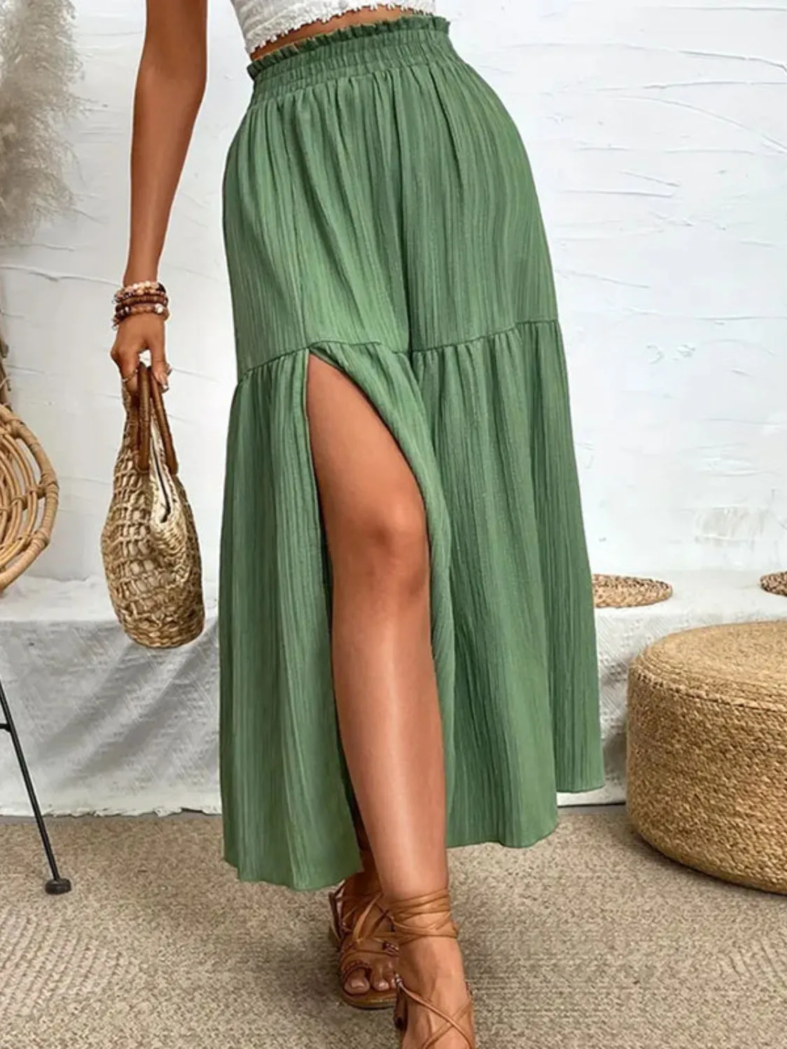 Frill Slit Bohemian Skirt