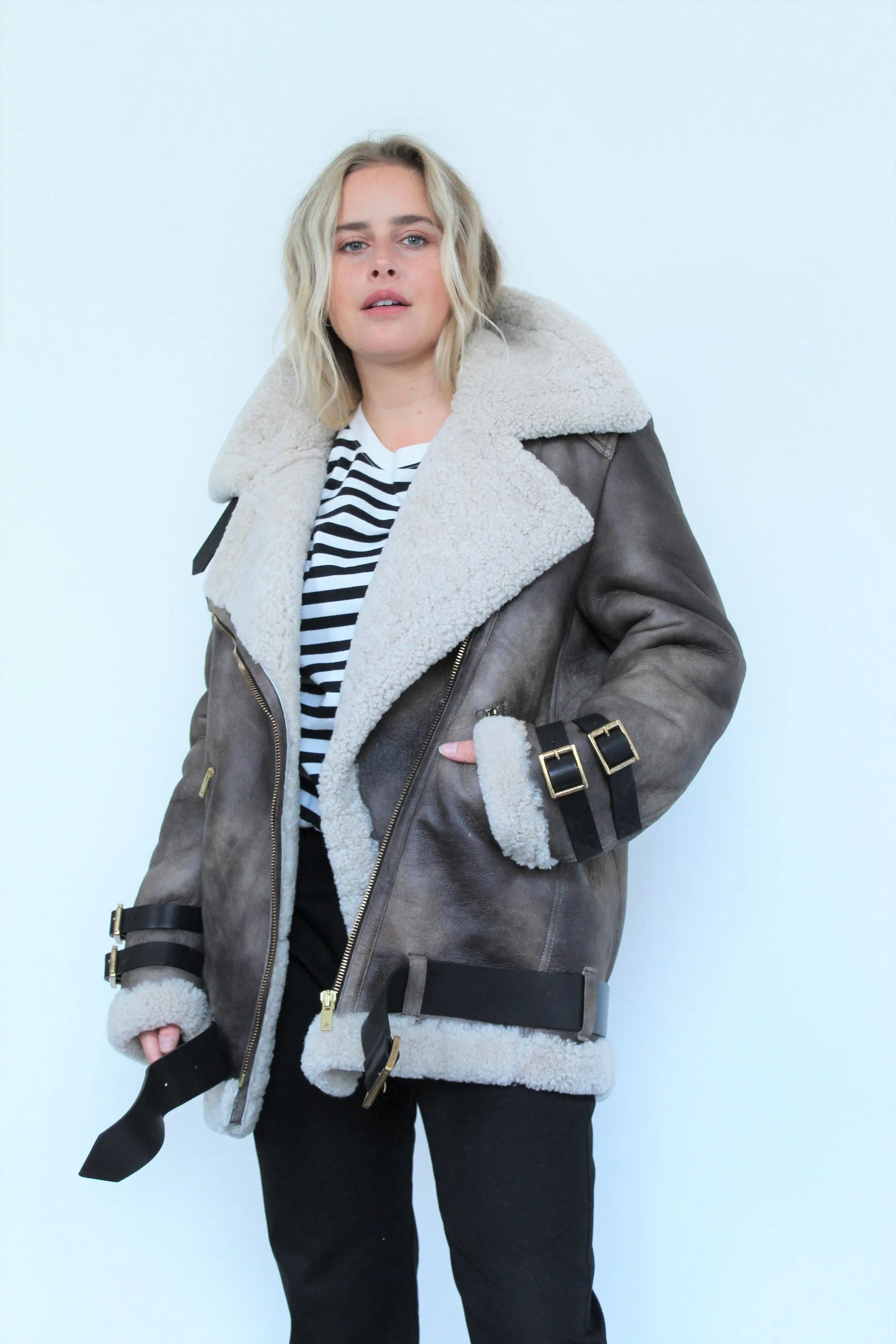 GG Shearling Jacket Chelsey in Grey