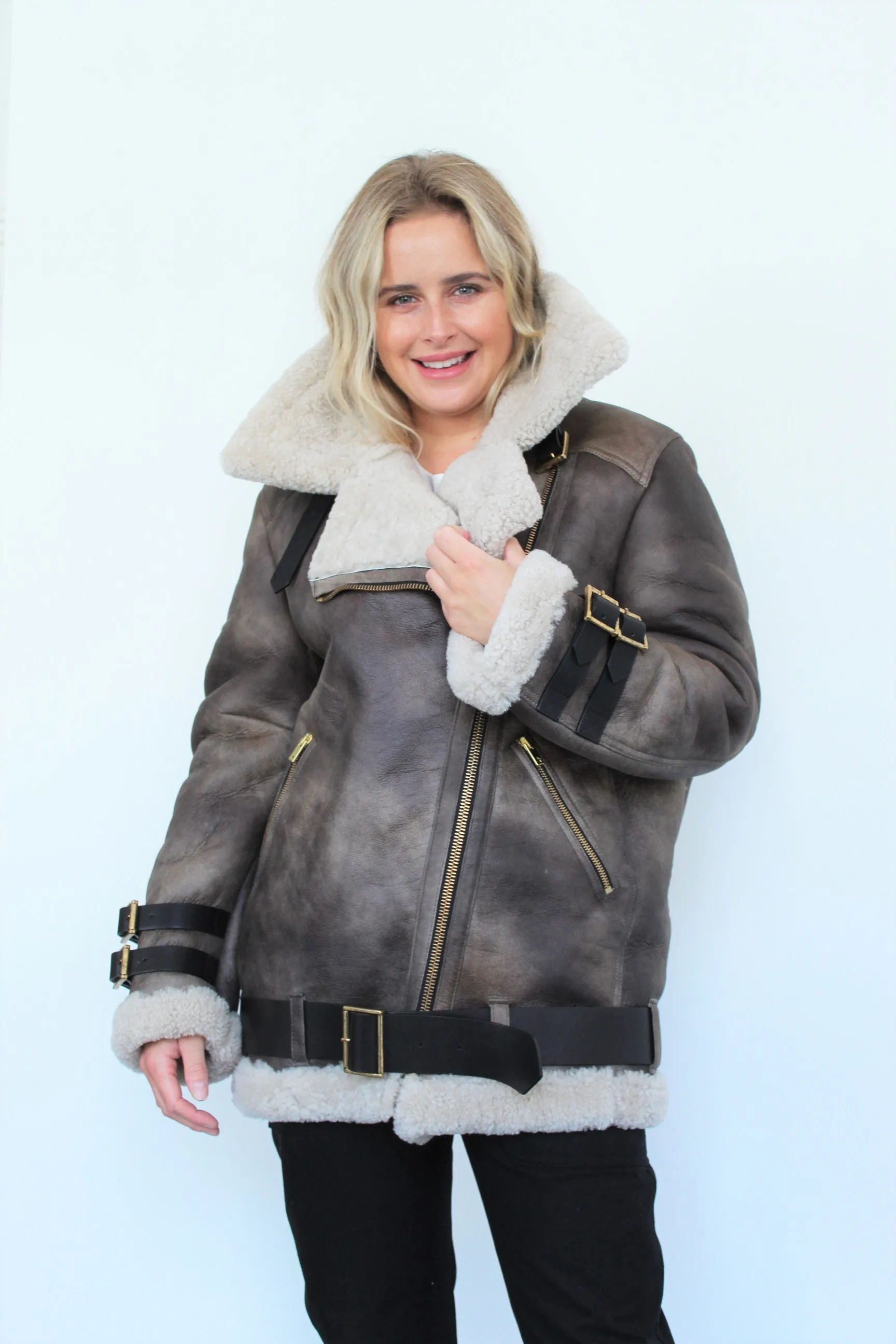 GG Shearling Jacket Chelsey in Grey