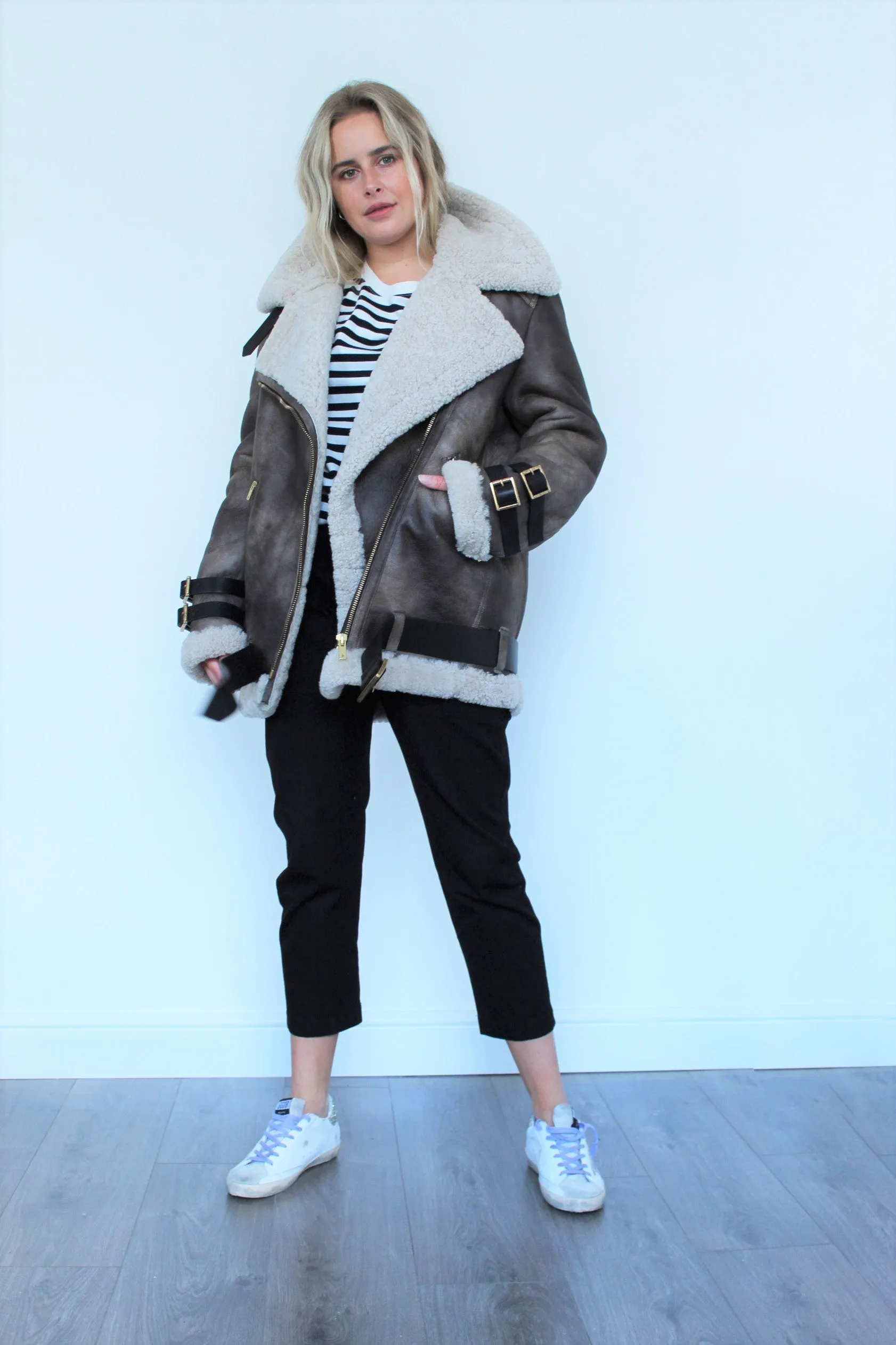 GG Shearling Jacket Chelsey in Grey