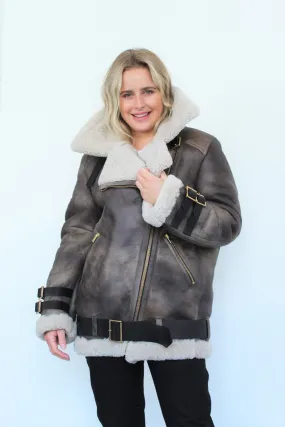 GG Shearling Jacket Chelsey in Grey