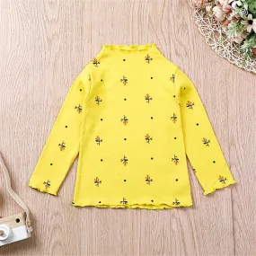 Girls Floral Long Sleeve Pullover Turtleneck Top Toddler Girls Wholesale