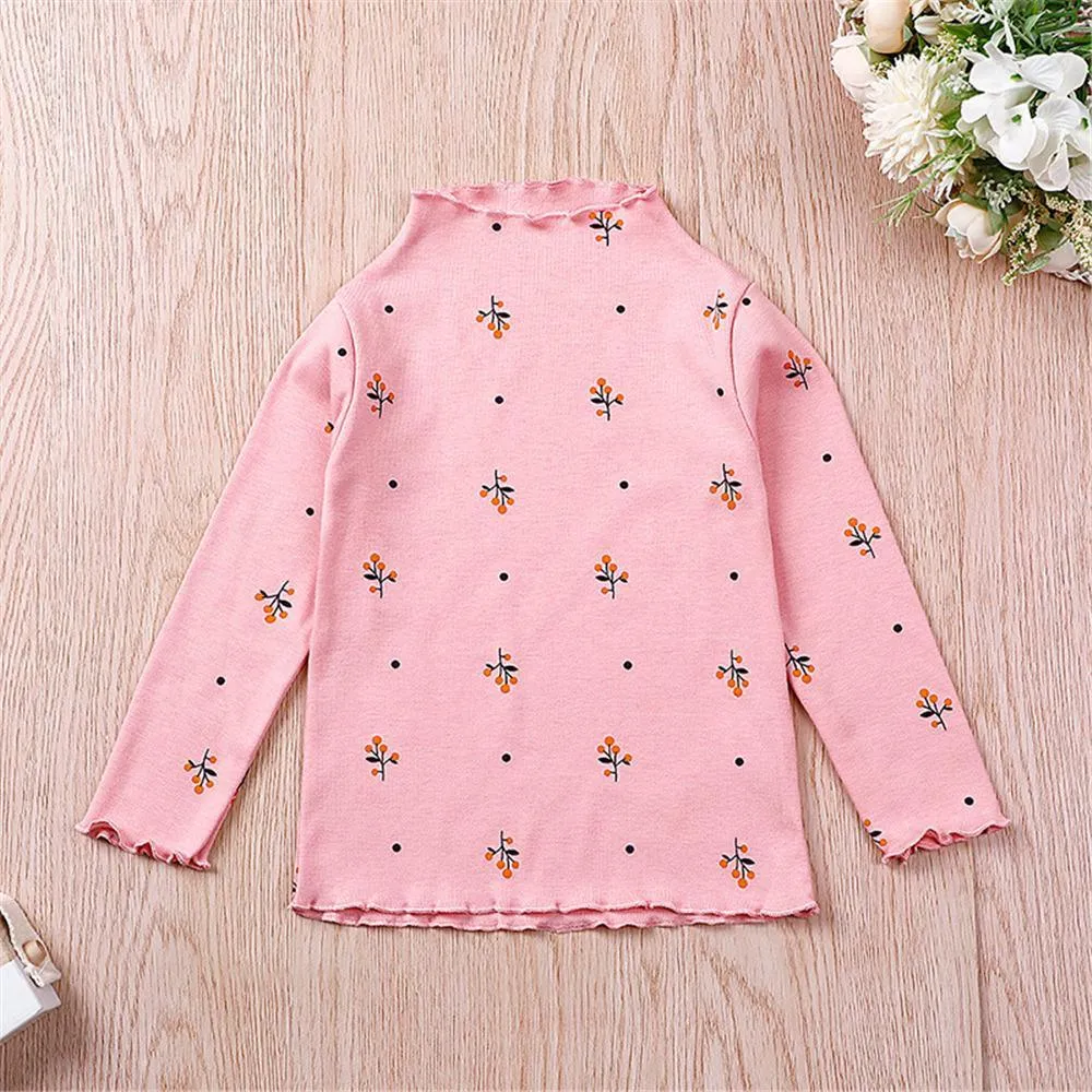 Girls Floral Long Sleeve Pullover Turtleneck Top Toddler Girls Wholesale