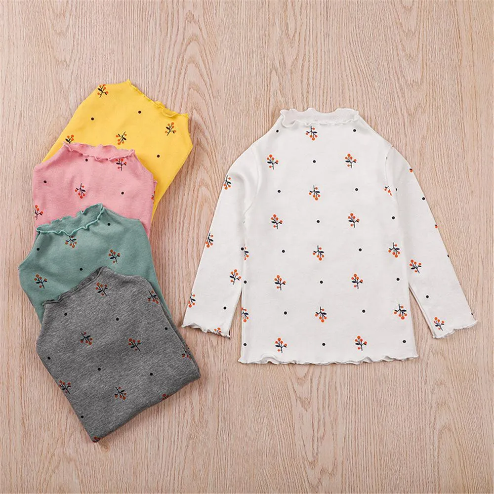 Girls Floral Long Sleeve Pullover Turtleneck Top Toddler Girls Wholesale