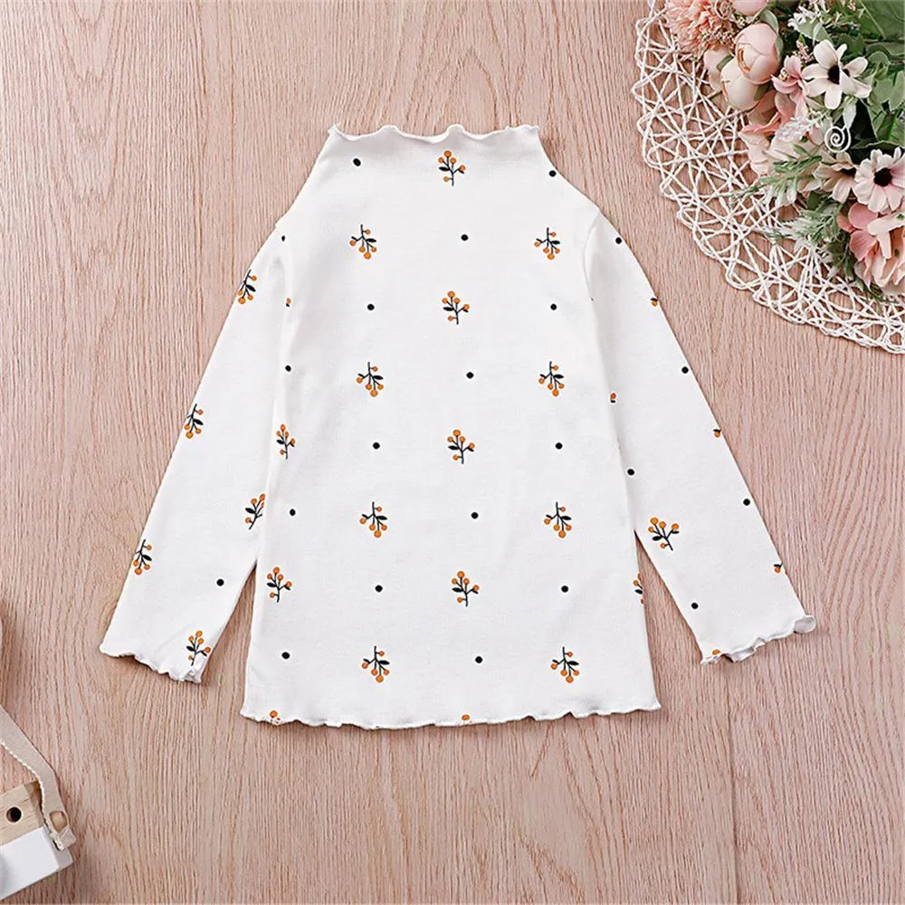 Girls Floral Long Sleeve Pullover Turtleneck Top Toddler Girls Wholesale