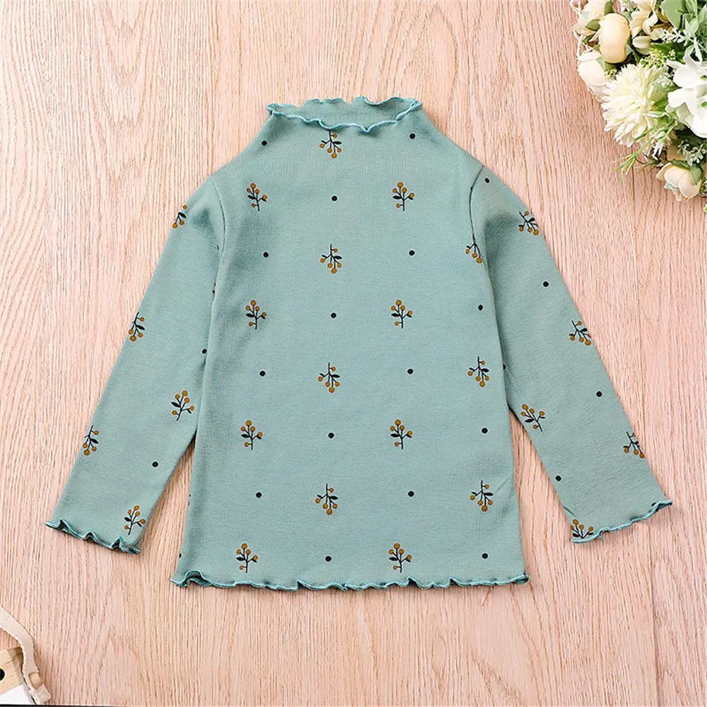 Girls Floral Long Sleeve Pullover Turtleneck Top Toddler Girls Wholesale