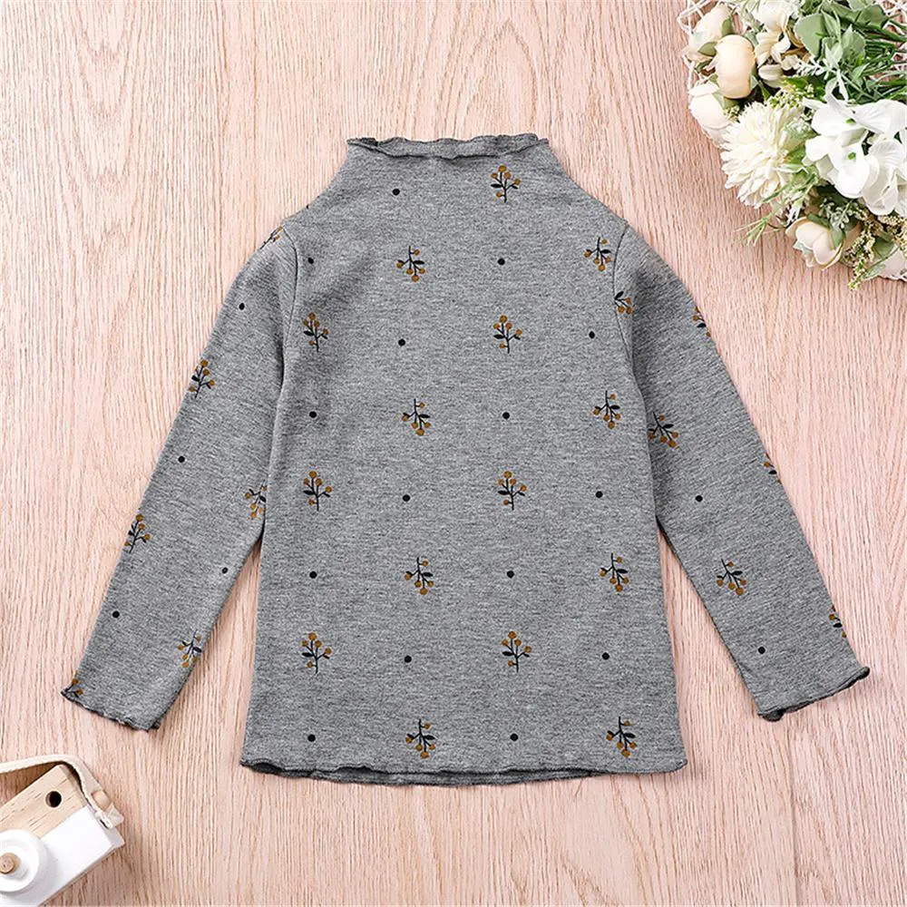 Girls Floral Long Sleeve Pullover Turtleneck Top Toddler Girls Wholesale