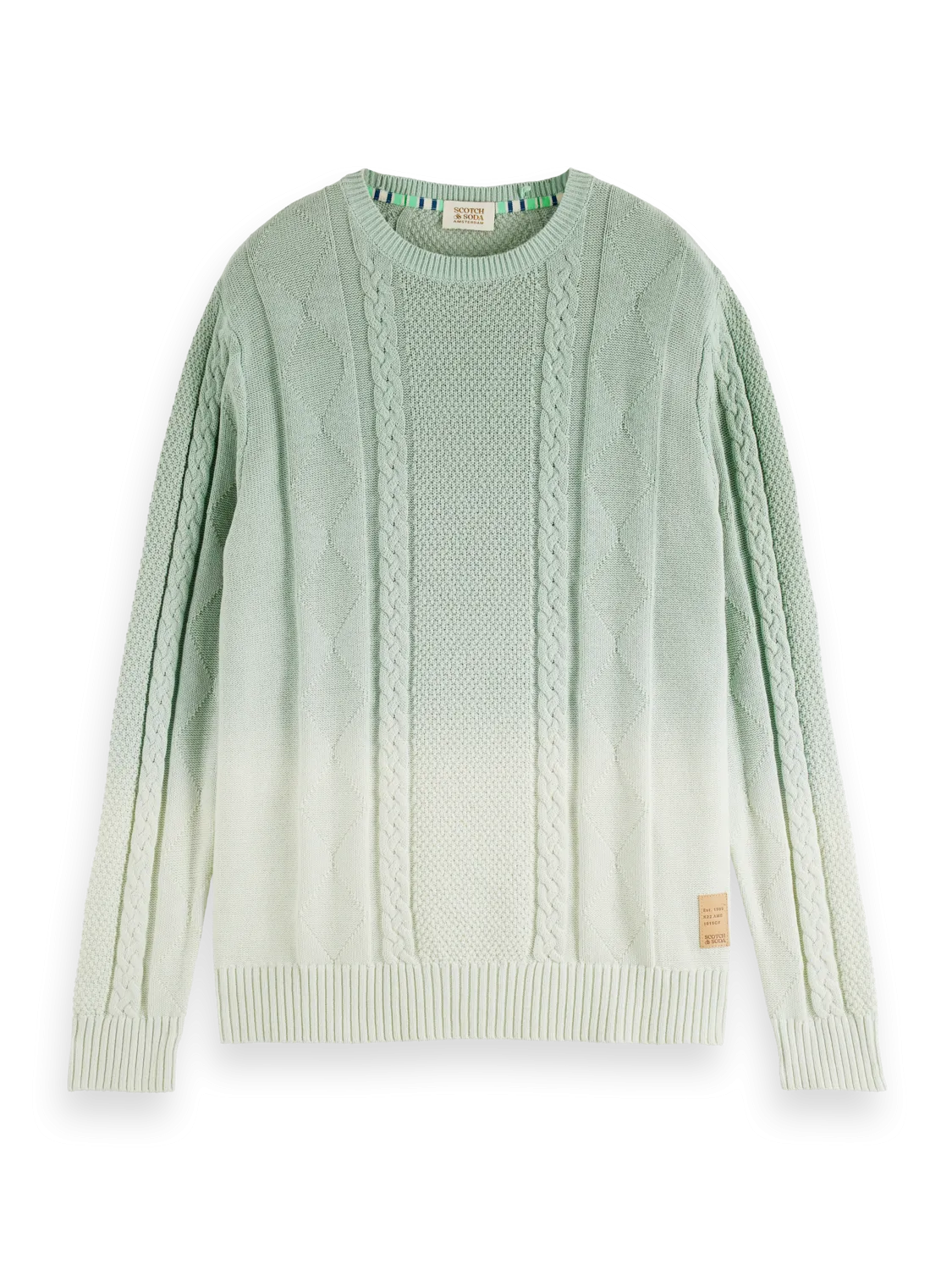 Gradient Cable Knit Pullover in Mint