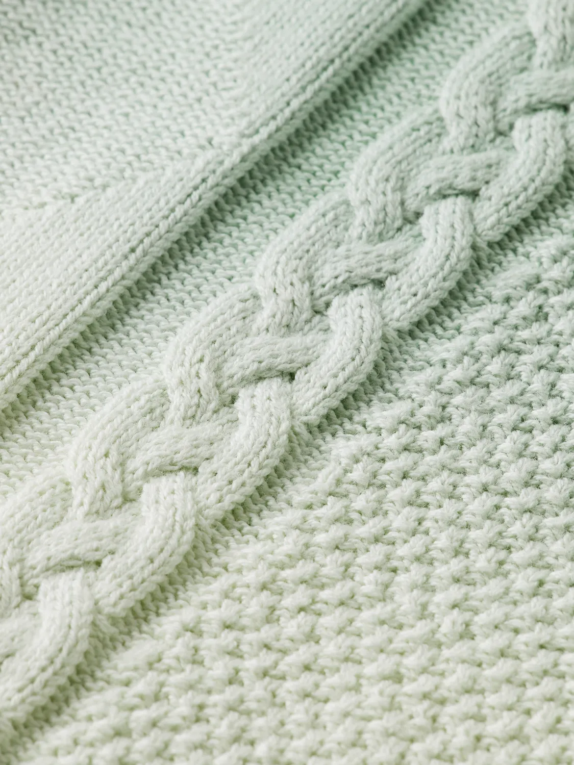 Gradient Cable Knit Pullover in Mint