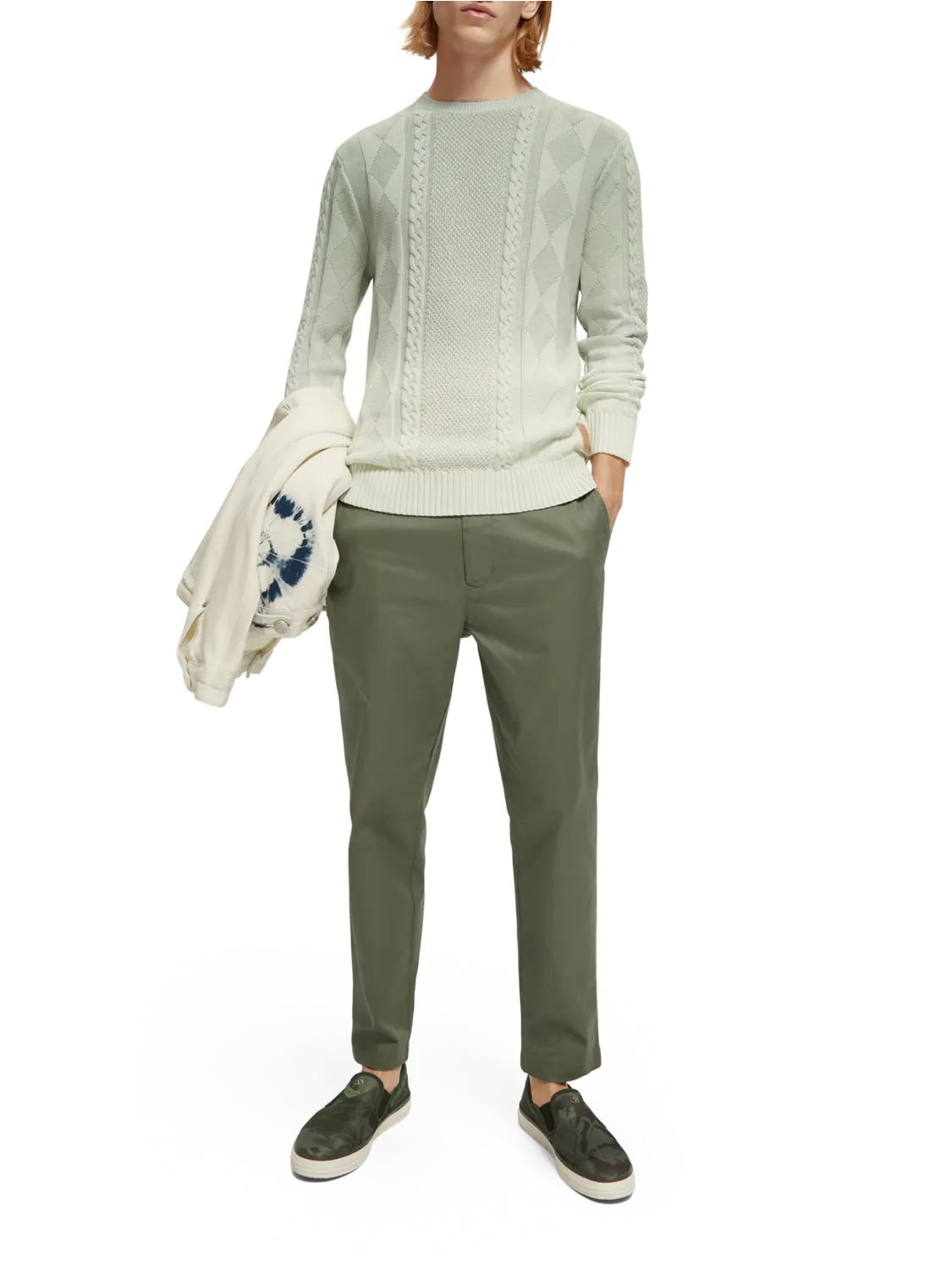 Gradient Cable Knit Pullover in Mint