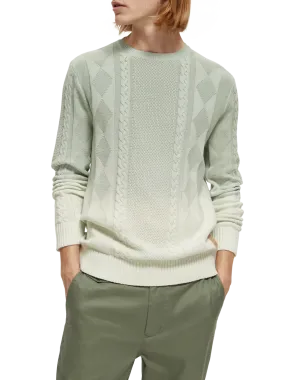 Gradient Cable Knit Pullover in Mint