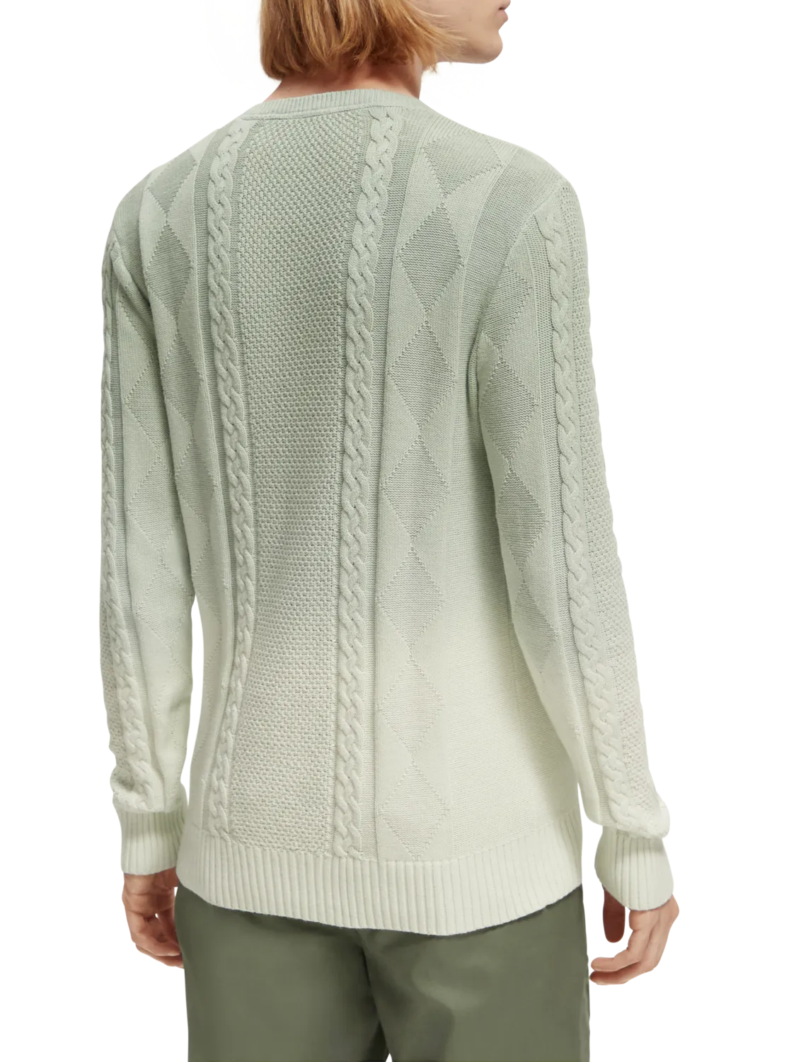 Gradient Cable Knit Pullover in Mint