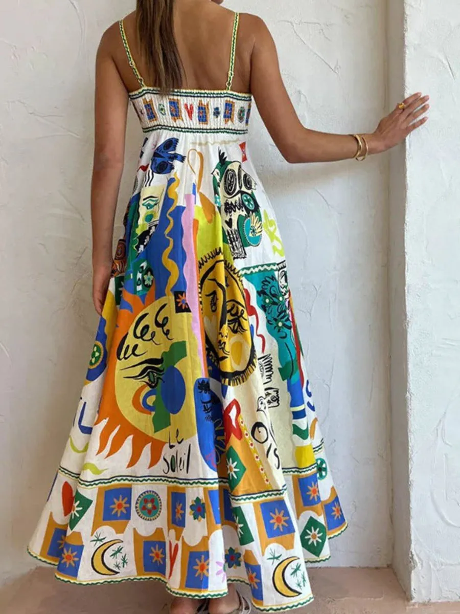 Graffiti Printed Sleeveless Dress