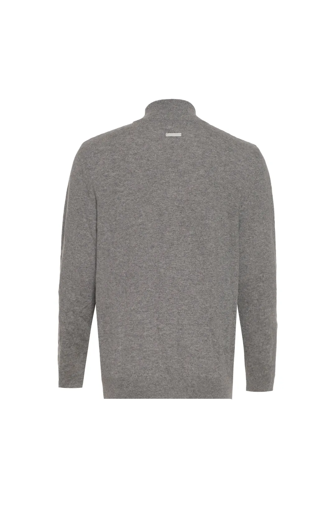 Gray Pure Cashmere Half Fisherman Men's Sweater