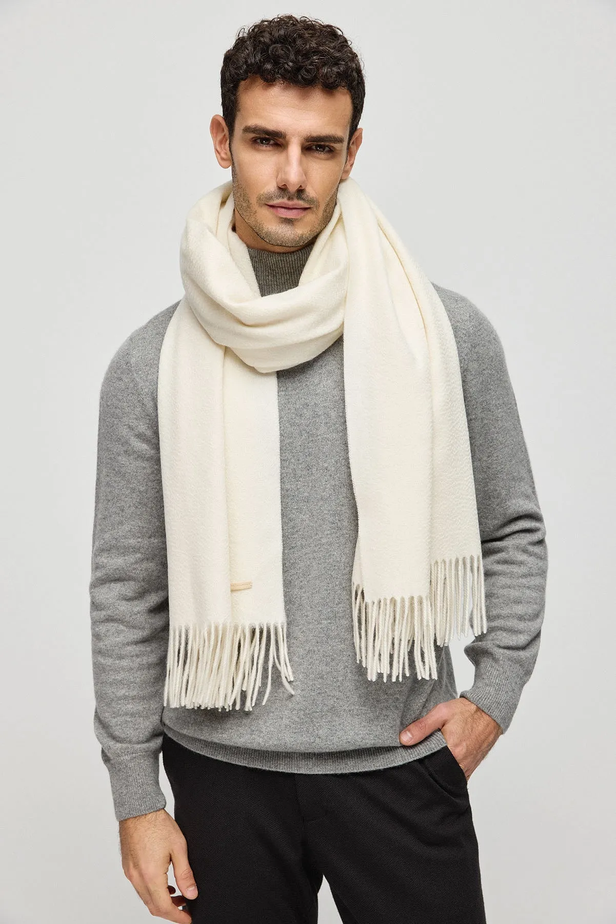 Gray Pure Cashmere Half Fisherman Men's Sweater