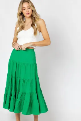 Green Crinkle Maxi Skirt