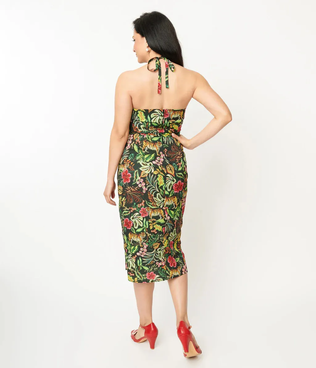 Green Jungle Cat Leilani Sarong Dress