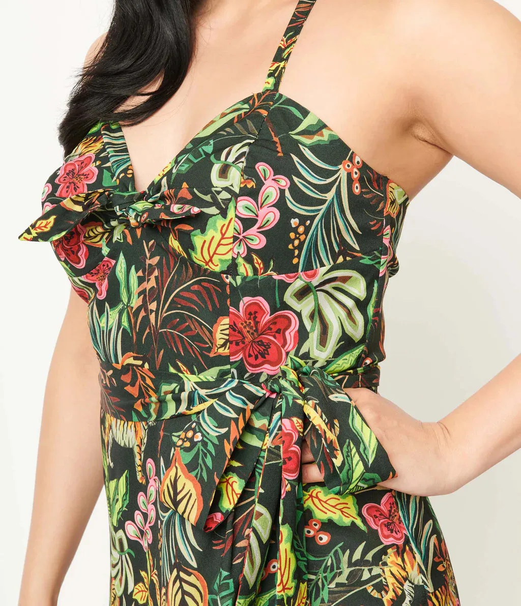 Green Jungle Cat Leilani Sarong Dress