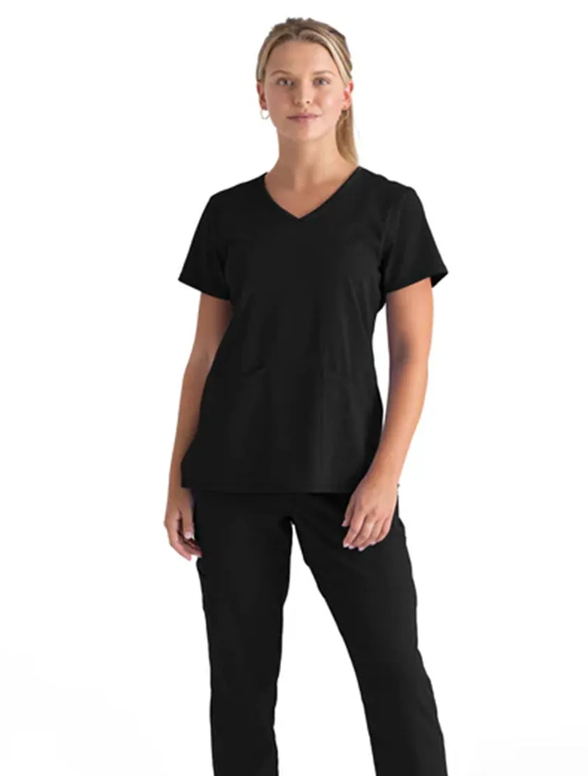 Grey's Anatomy Stretch™ by Barco Serena 3-Pocket Curved V-Neck Scrub Top-Plus