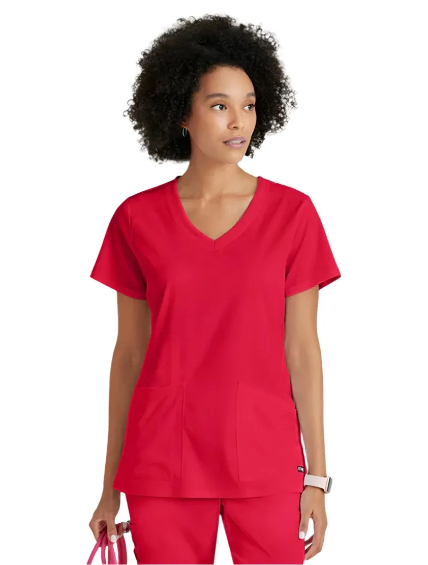 Grey's Anatomy Stretch™ by Barco Serena 3-Pocket Curved V-Neck Scrub Top-Plus