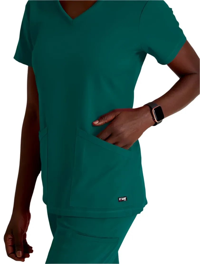 Grey's Anatomy Stretch™ by Barco Serena 3-Pocket Curved V-Neck Scrub Top-Plus
