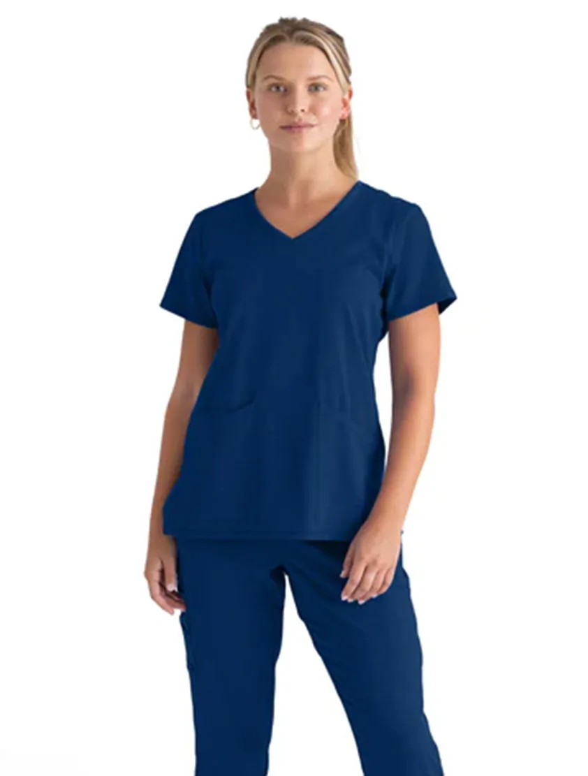 Grey's Anatomy Stretch™ by Barco Serena 3-Pocket Curved V-Neck Scrub Top-Plus