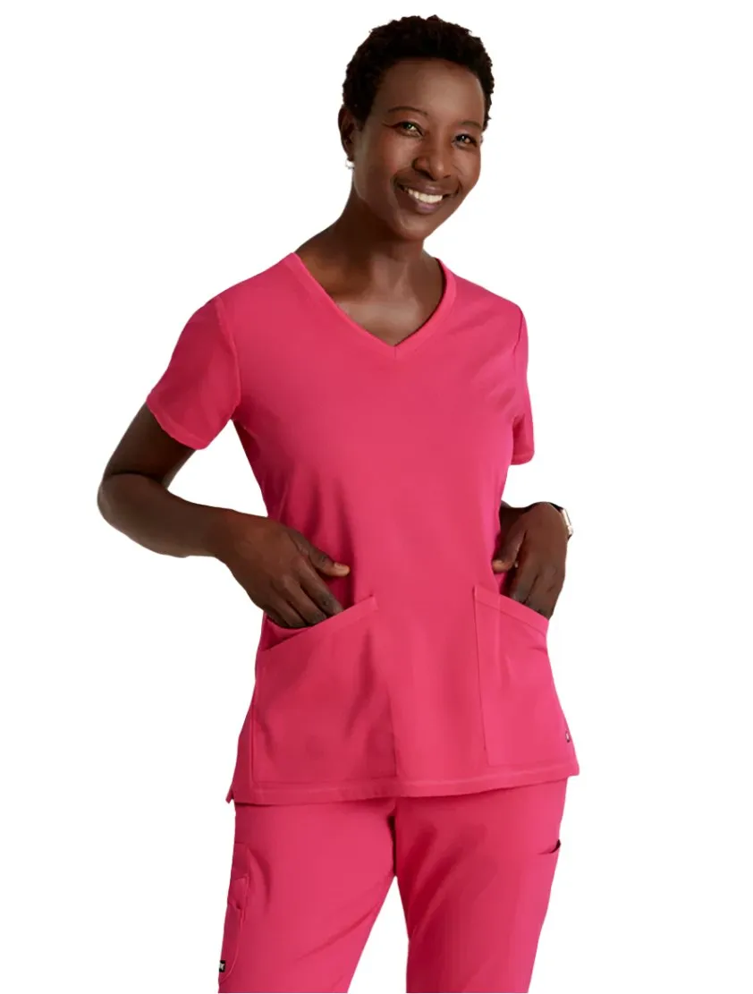 Grey's Anatomy Stretch™ by Barco Serena 3-Pocket Curved V-Neck Scrub Top-Plus