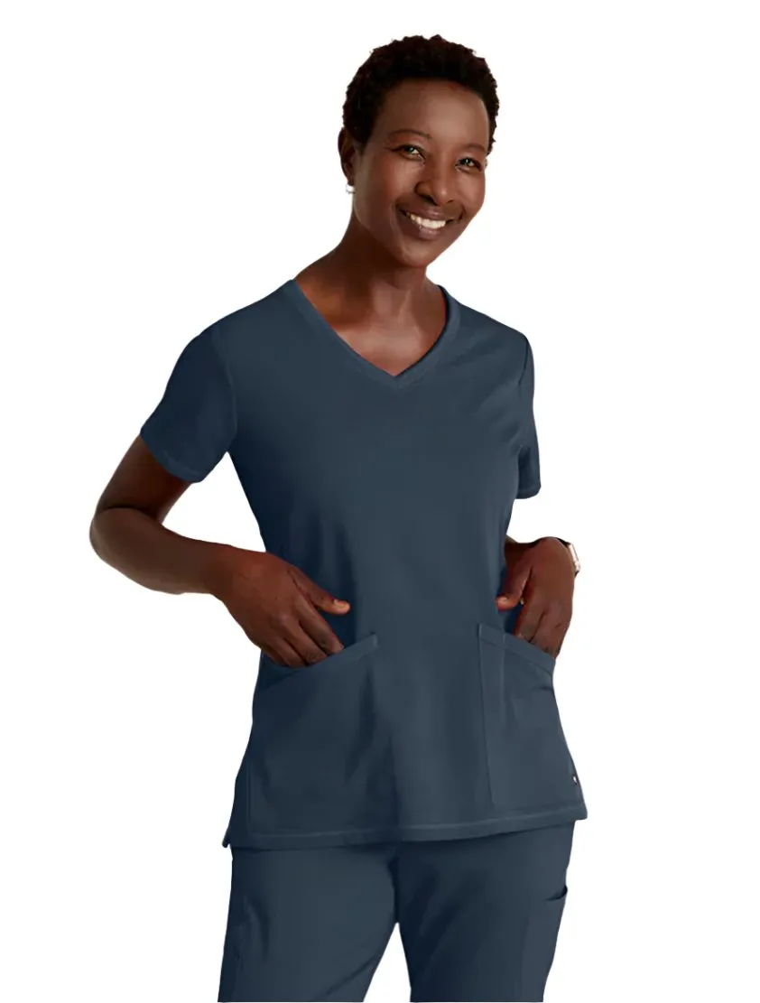 Grey's Anatomy Stretch™ by Barco Serena 3-Pocket Curved V-Neck Scrub Top-Plus