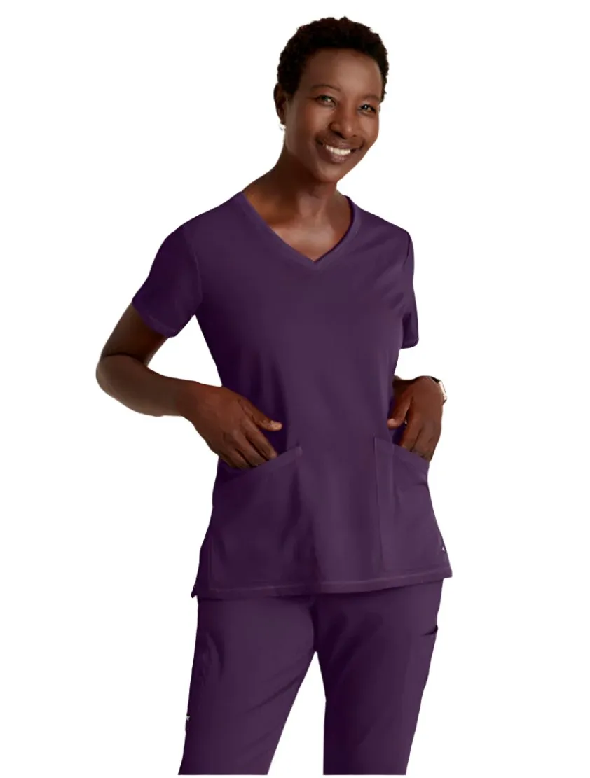 Grey's Anatomy Stretch™ by Barco Serena 3-Pocket Curved V-Neck Scrub Top-Plus