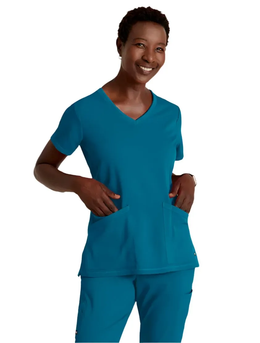 Grey's Anatomy Stretch™ by Barco Serena 3-Pocket Curved V-Neck Scrub Top-Plus
