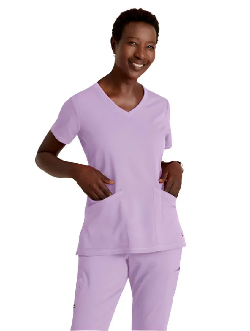 Grey's Anatomy Stretch™ by Barco Serena 3-Pocket Curved V-Neck Scrub Top-Plus