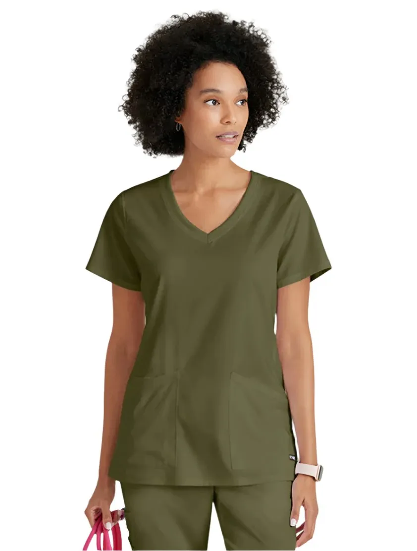 Grey's Anatomy Stretch™ by Barco Serena 3-Pocket Curved V-Neck Scrub Top-Plus