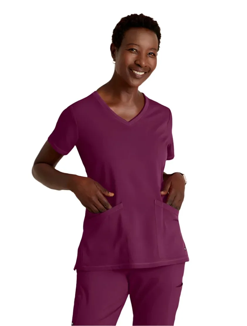 Grey's Anatomy Stretch™ by Barco Serena 3-Pocket Curved V-Neck Scrub Top-Plus