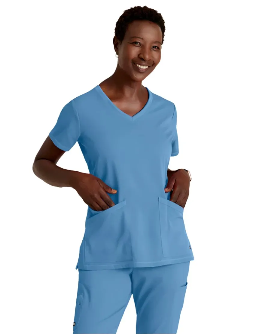 Grey's Anatomy Stretch™ by Barco Serena 3-Pocket Curved V-Neck Scrub Top-Plus