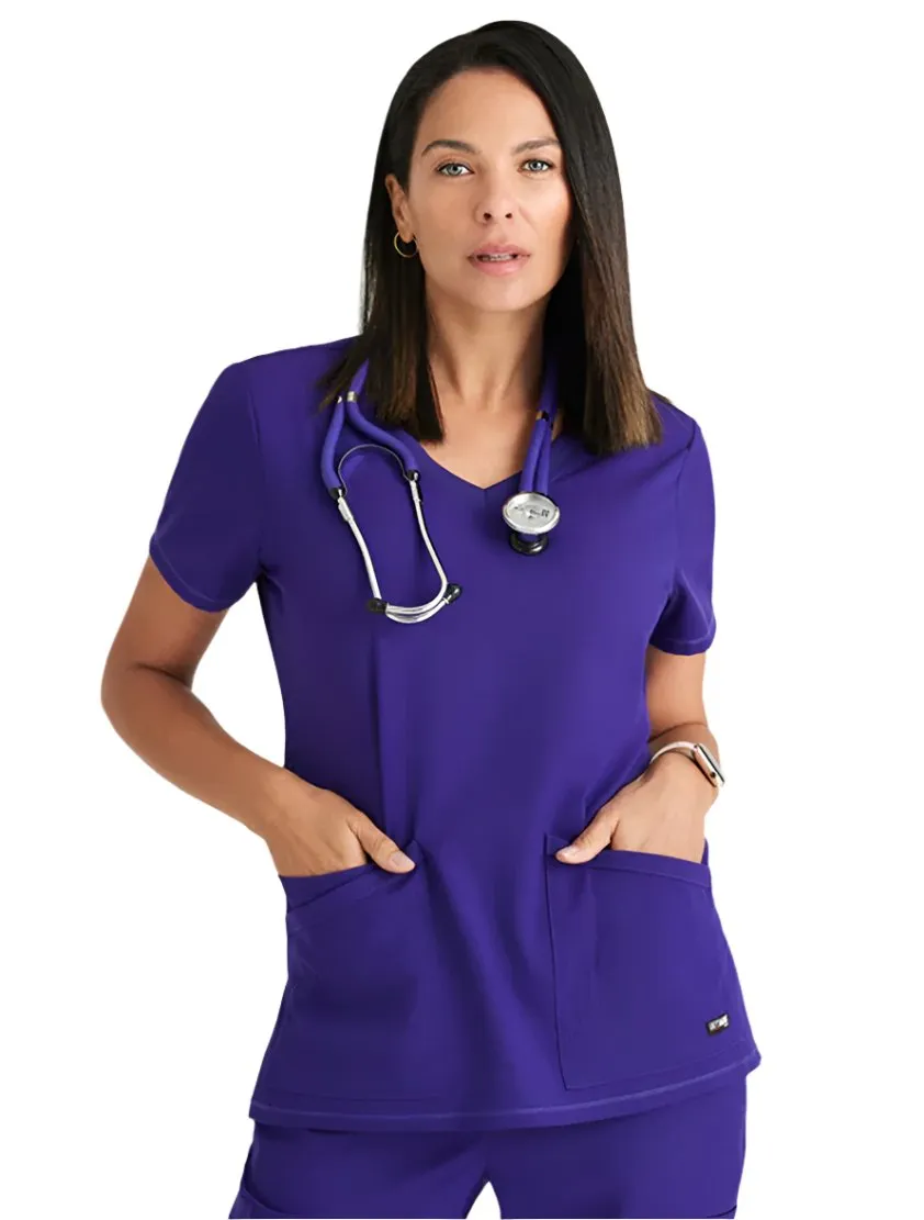Grey's Anatomy Stretch™ by Barco Serena 3-Pocket Curved V-Neck Scrub Top-Plus