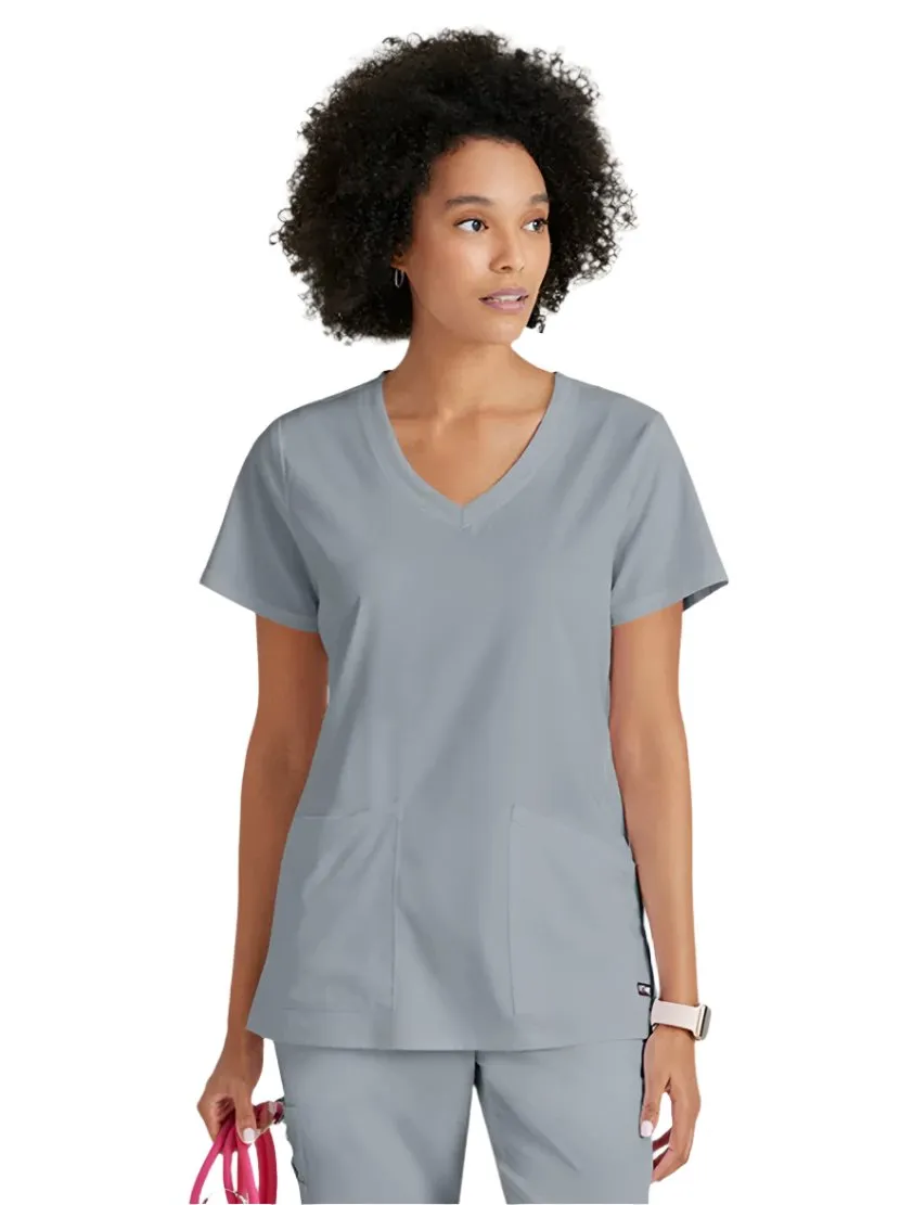 Grey's Anatomy Stretch™ by Barco Serena 3-Pocket Curved V-Neck Scrub Top-Plus