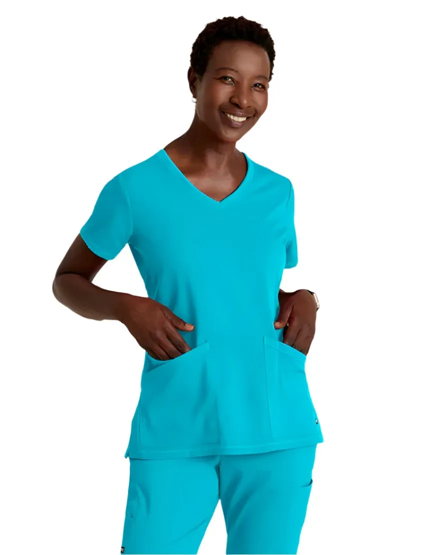 Grey's Anatomy Stretch™ by Barco Serena 3-Pocket Curved V-Neck Scrub Top-Plus