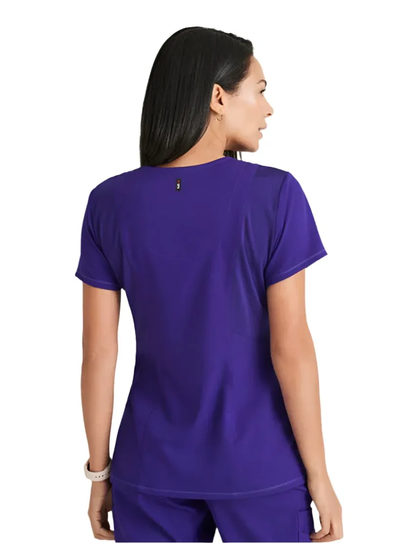 Grey's Anatomy Stretch™ by Barco Serena 3-Pocket Curved V-Neck Scrub Top-Plus