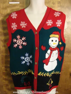 Happy Snowman Vest Ugly Christmas Sweater