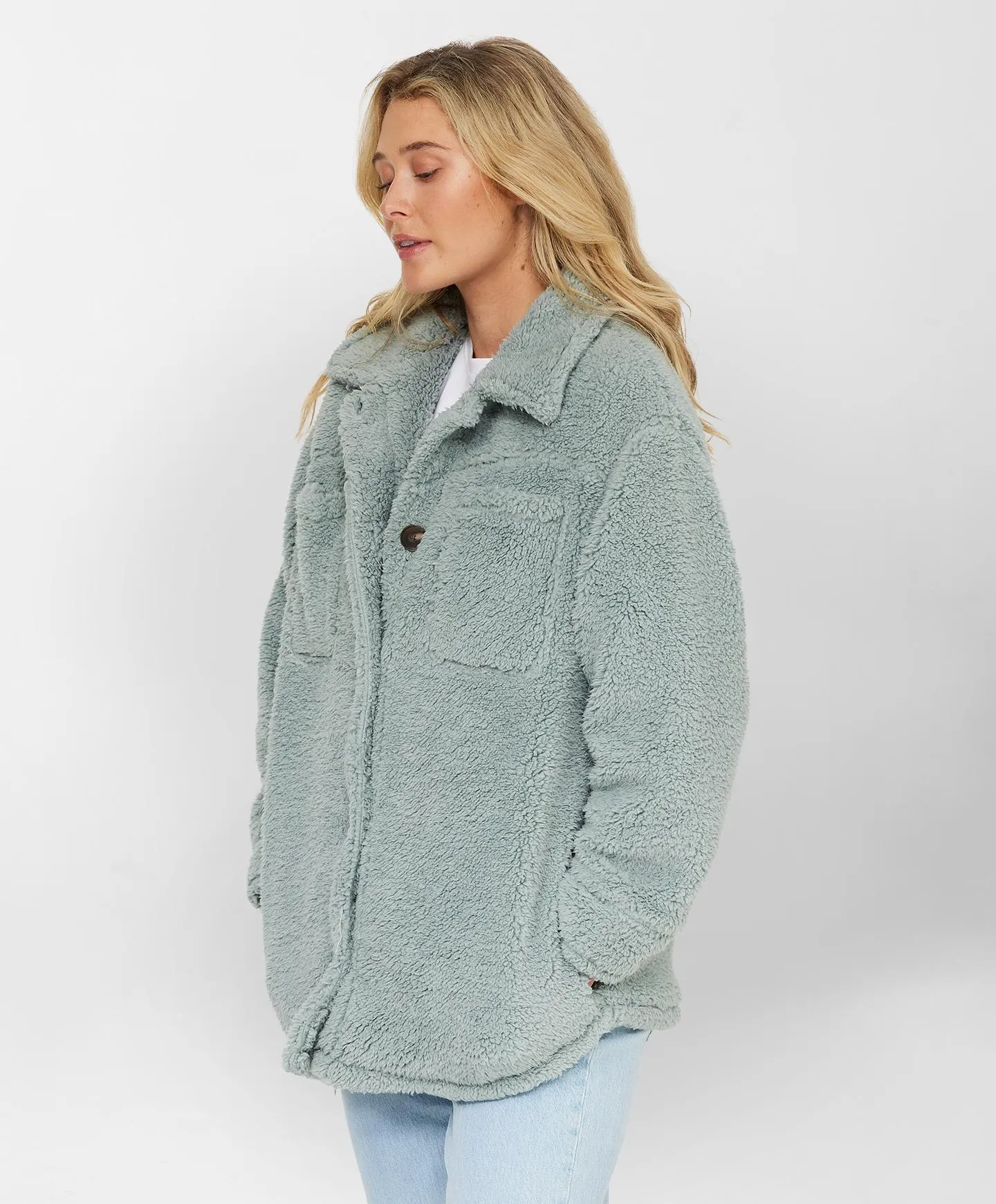 Heath Solid Jacket - Silver Blue